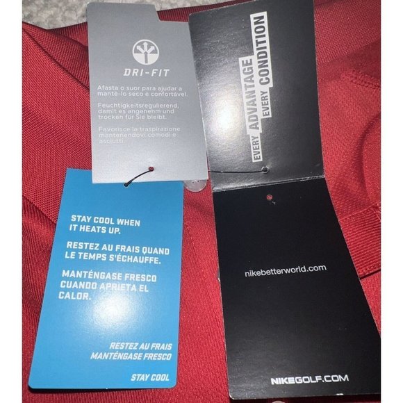 Nike Golf Shirt Polo Red Dri Fit Short Sleeve Mens Size Large  NWT - Picture 9 of 9